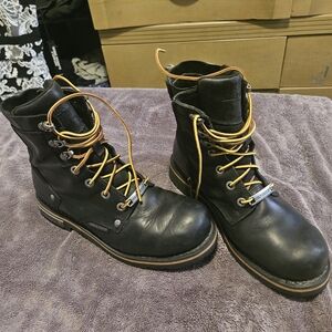 Harley-Davidson Black Leather Boots with Orange Laces